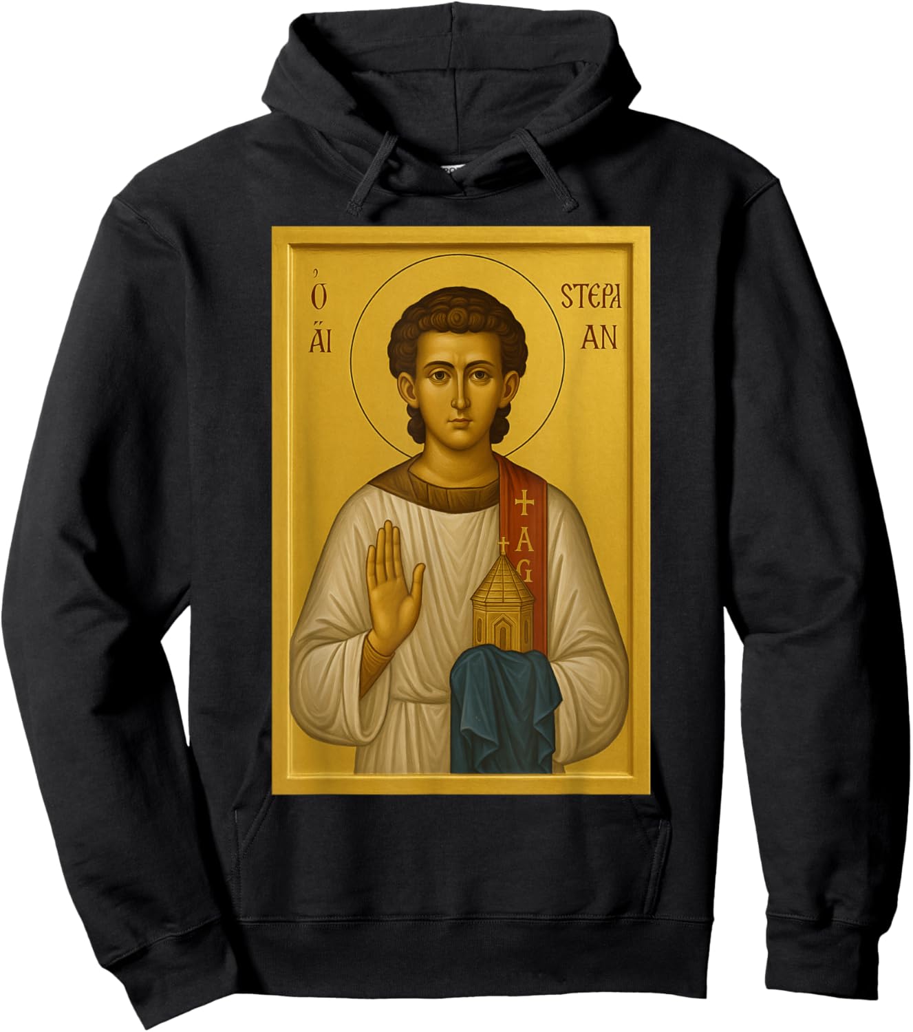 Orthodox Saint Stephen Protomartyr Icon Hoodie - Hoodie | Black