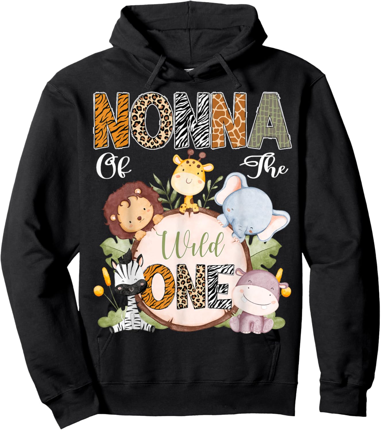 Nonna Of The Wild One 1St Birthday Safari Woodland Hoodie - Hoodie | Black