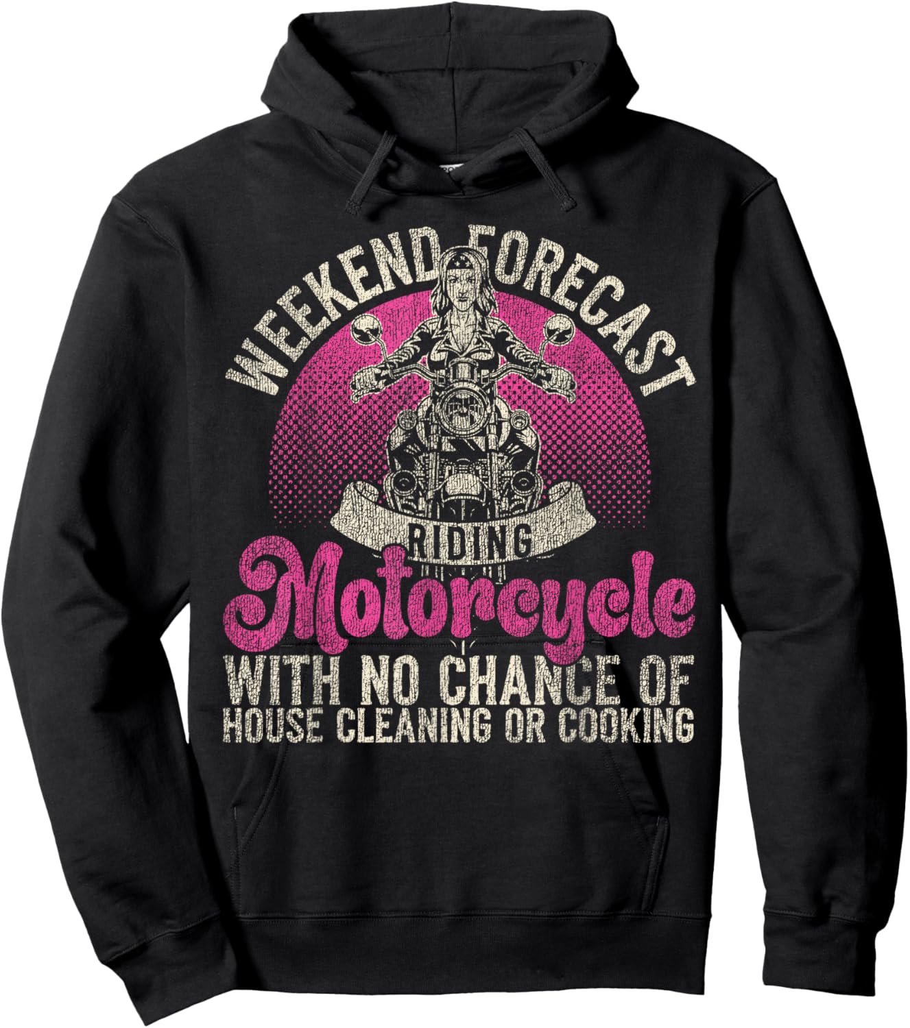 Classic Motorcycle Biker Weekend Forecast: Riding Motorcycle Hoodie - Hoodie | Black