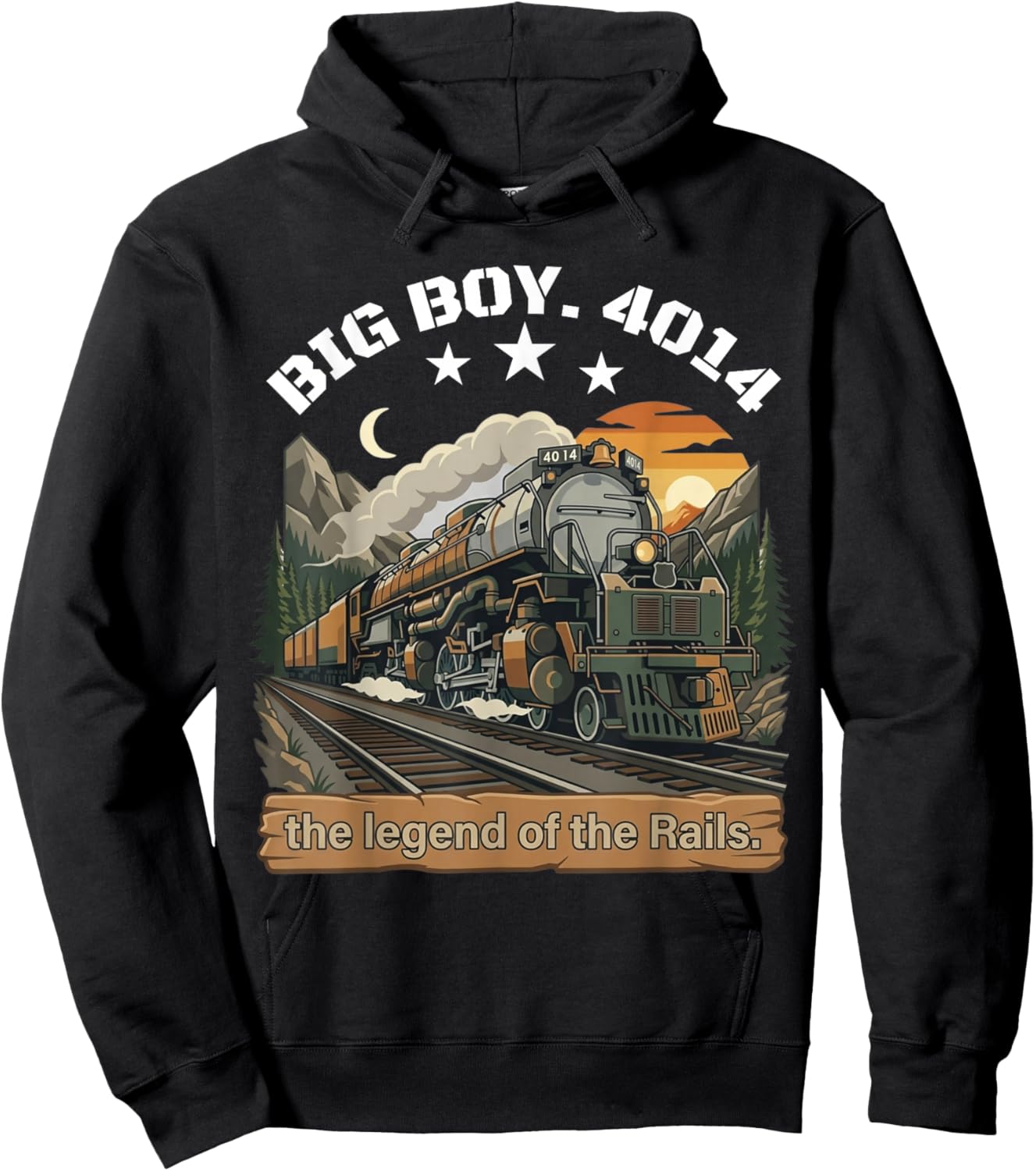 Big Boy 4014 Steam Engine Locomotive Train Vintage Railroad Hoodie - Hoodie | Black