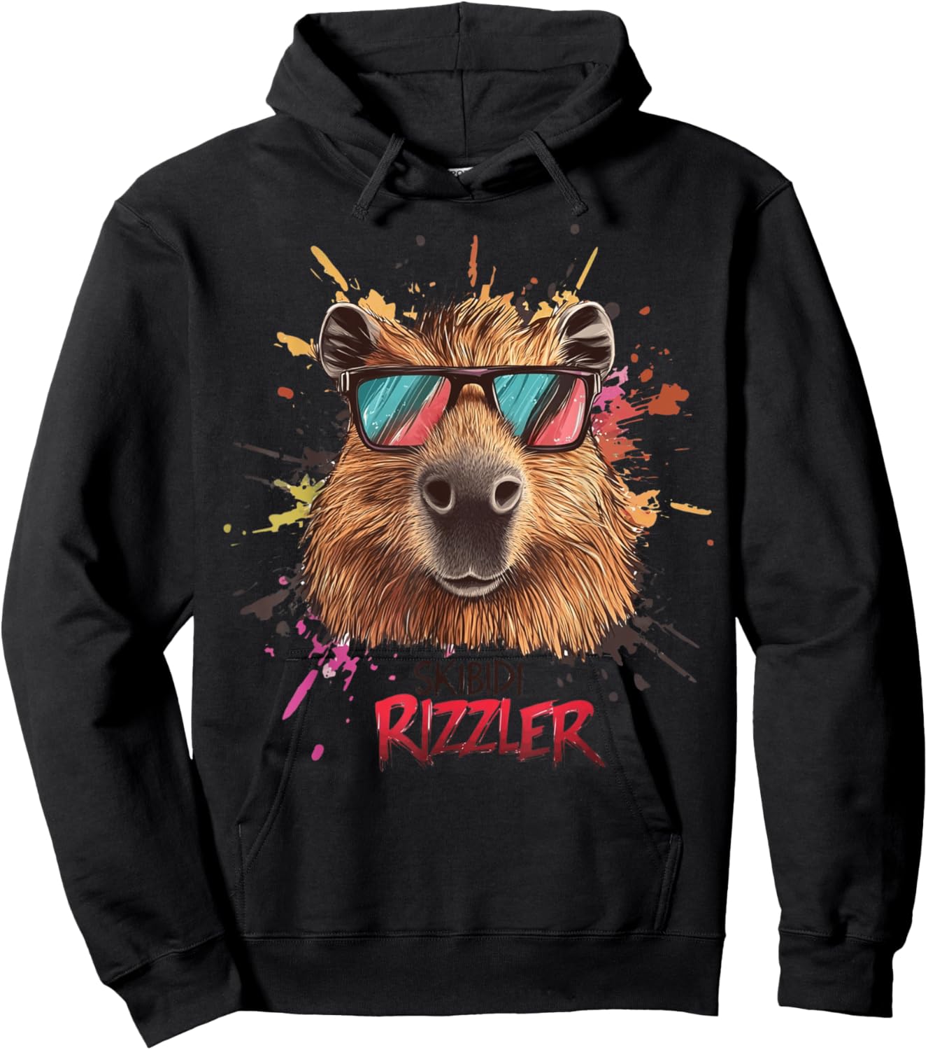 Funny Skibidi Toilet Rizzler Capybara Rizz Meme Hoodie - Hoodie | Black