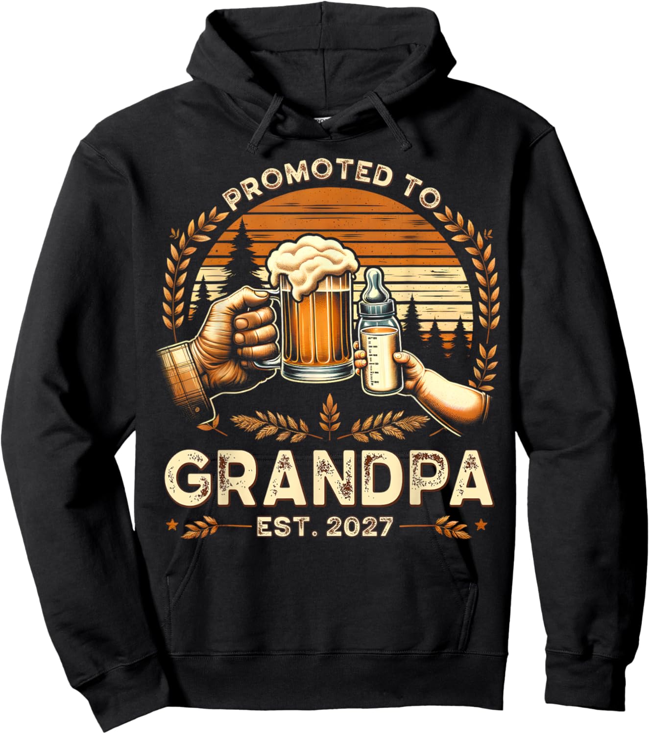 Promoted to Grandpa 2027 Funny Shirt for new Grandpa Hoodie - Hoodie | Black