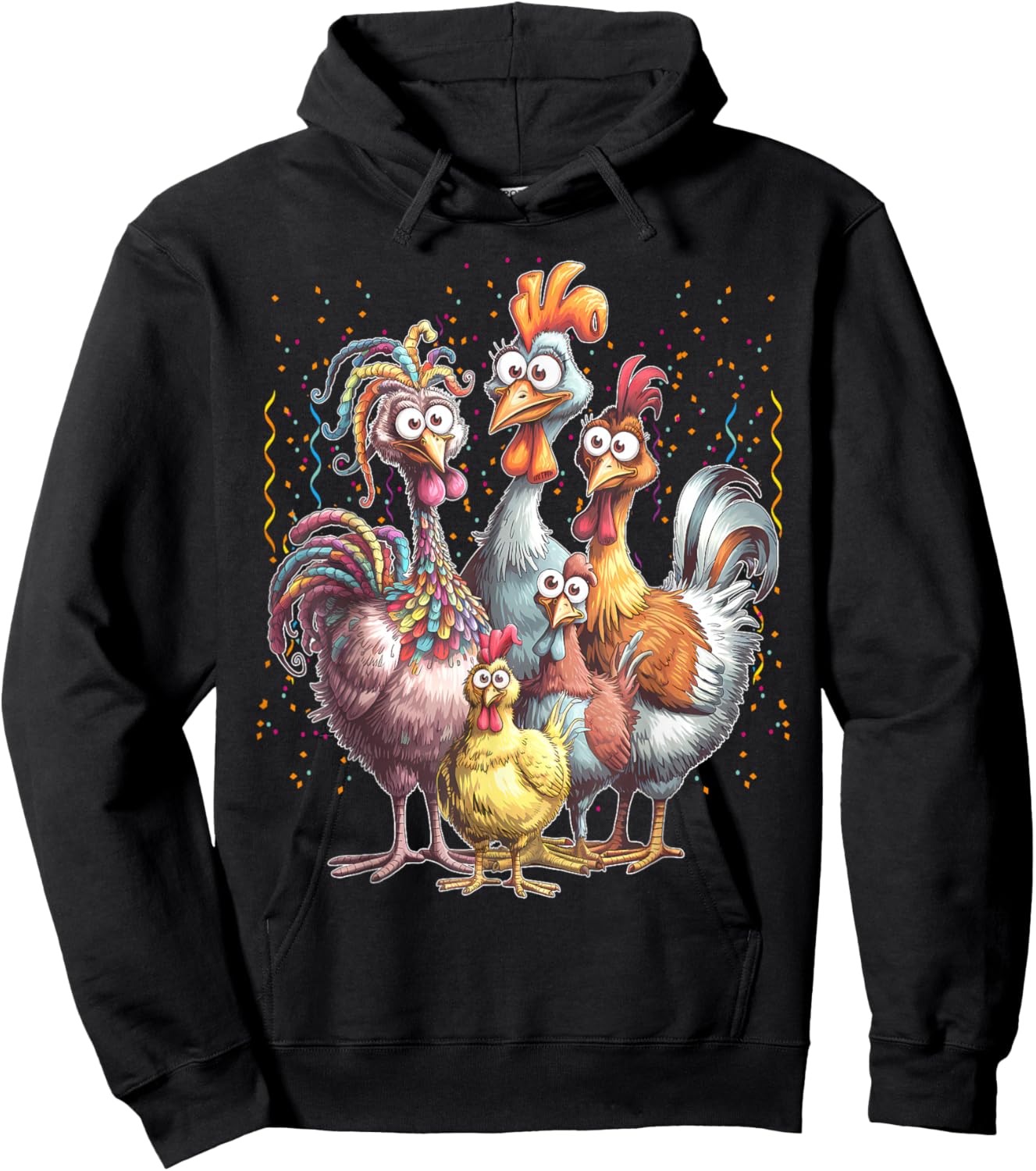Chicken Art Crazy Chicken Women Kid Boy Family Hoodie - Hoodie | Black