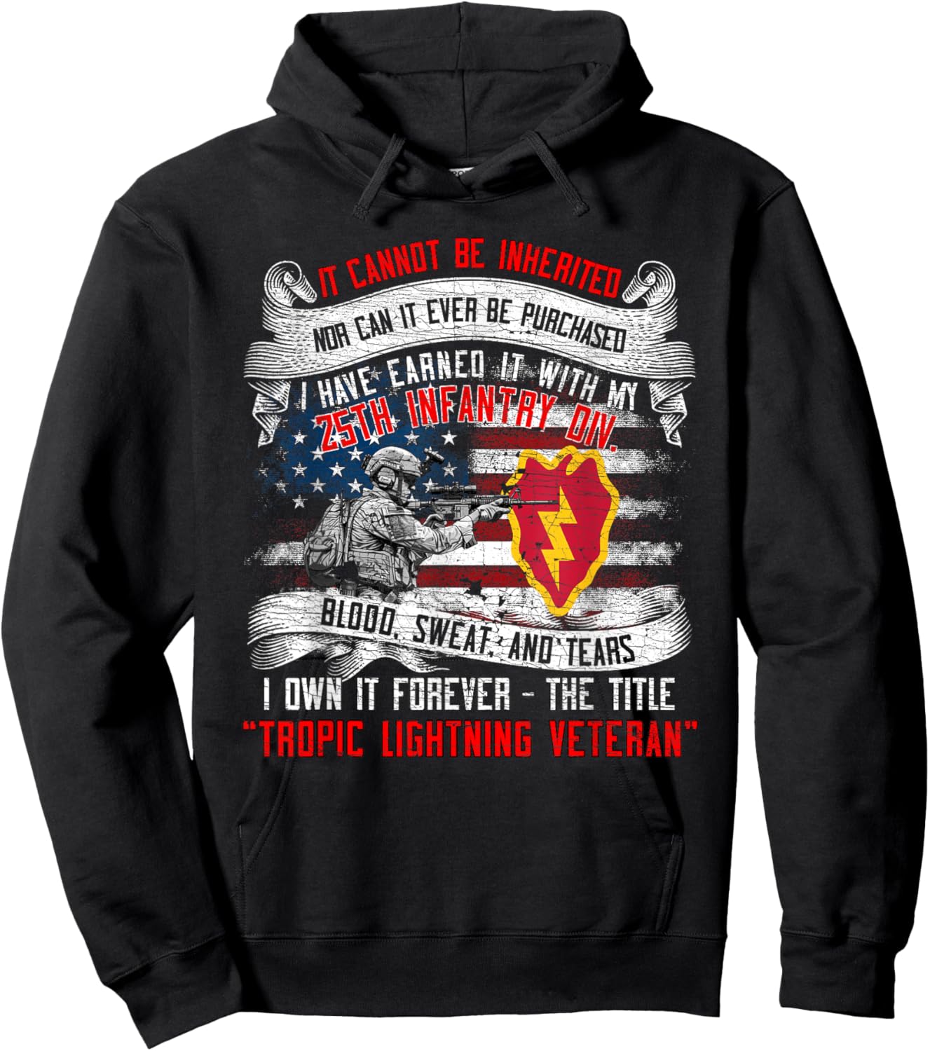 25th Infantry Division 25 ID Tropic Lightning Division Hoodie - Hoodie | Black