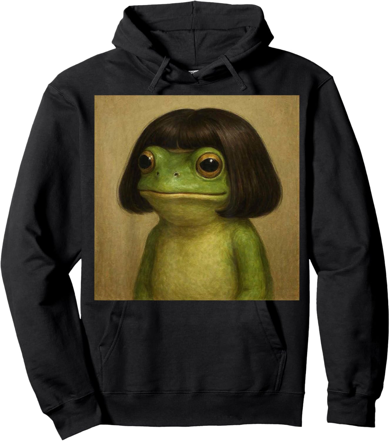 Funny Frog Bob Haircut Meme Women Kids Hoodie - Hoodie | Black