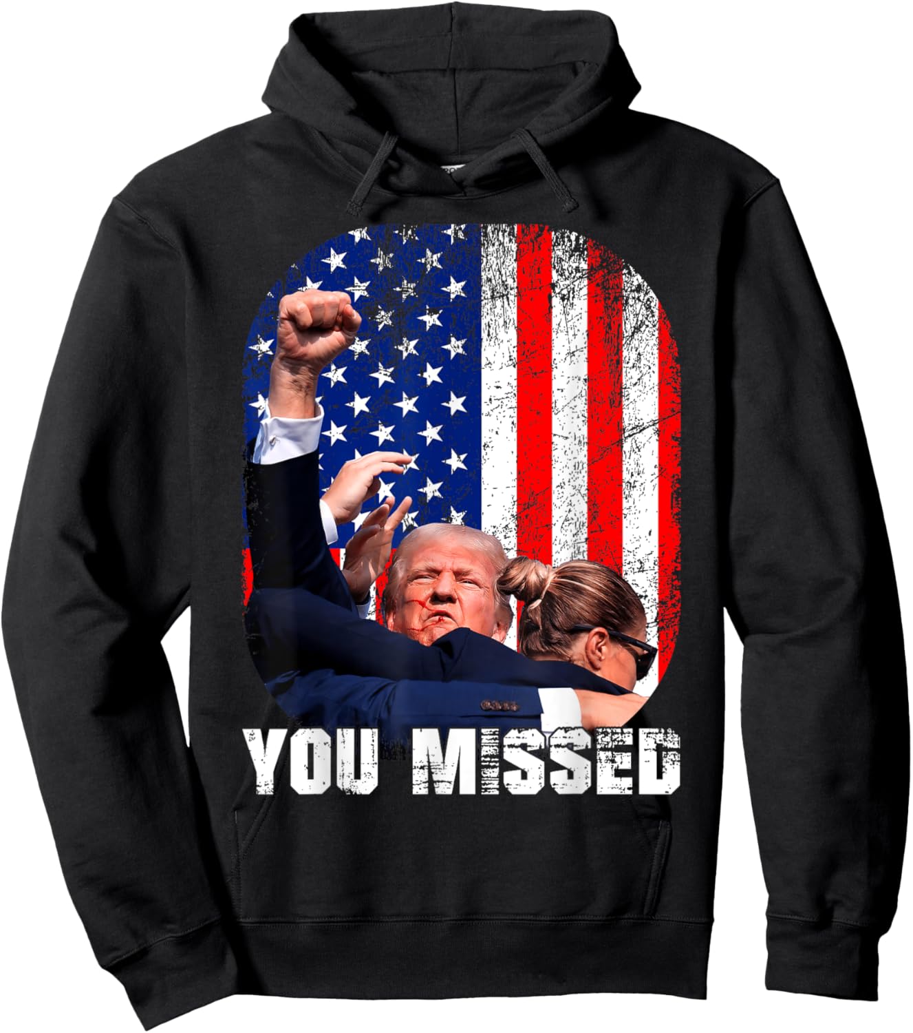 Fight Trump 2024 Election American Flag You Missed Hoodie - Hoodie | Black