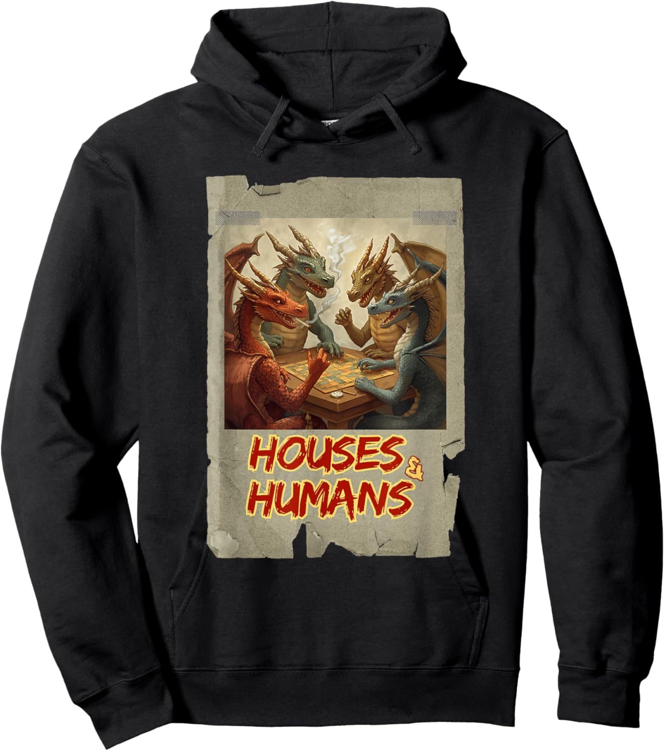 Gaming Houses Humans Funny RPG Parody Gamer Men Boys Kids Hoodie - Hoodie | Black