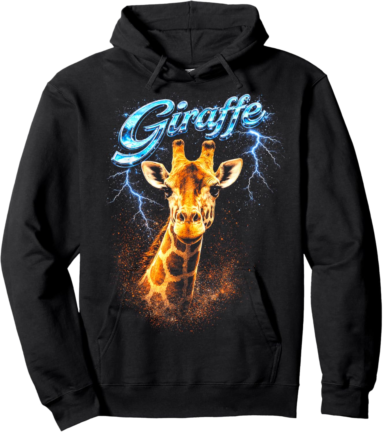 Giraffe Heavy Metal 80s Animal Rock Music Concert Hoodie - Hoodie | Black