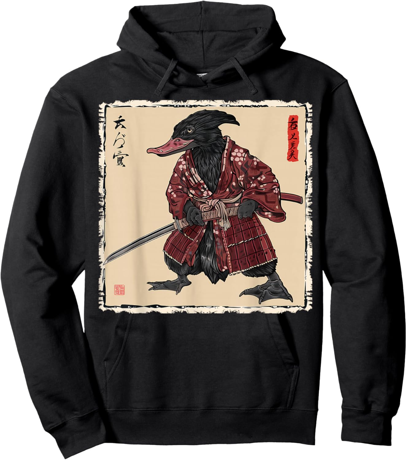 Platypus Animal Japanese Art Samurai Ukiyo-e Hoodie - Hoodie | Black