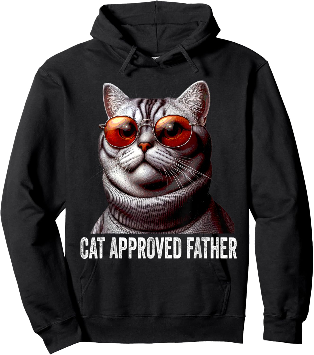 Cat Approved Father Fathers Day Kitten Lover Dad Feline Hoodie - Hoodie | Black