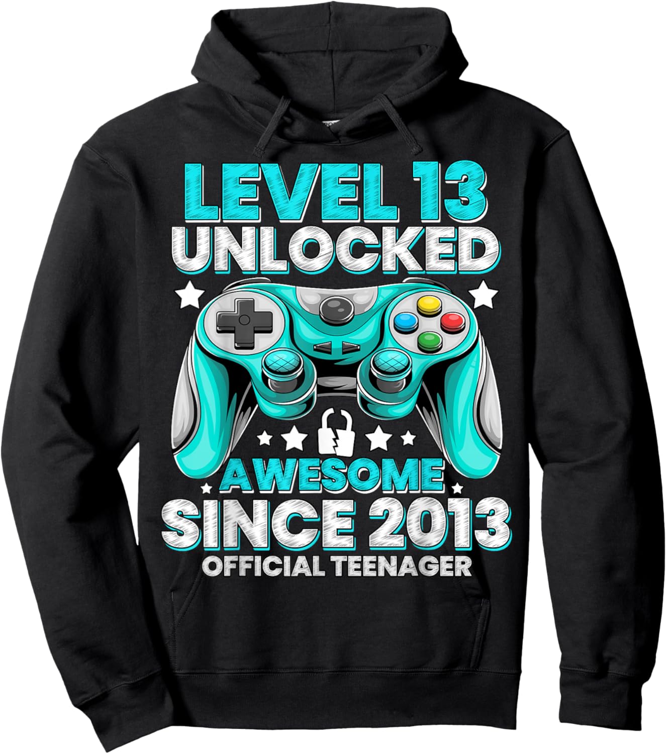 Official Teenager Level 13 Unlocked Boys 13th Birthday Boy Hoodie - Hoodie | Black
