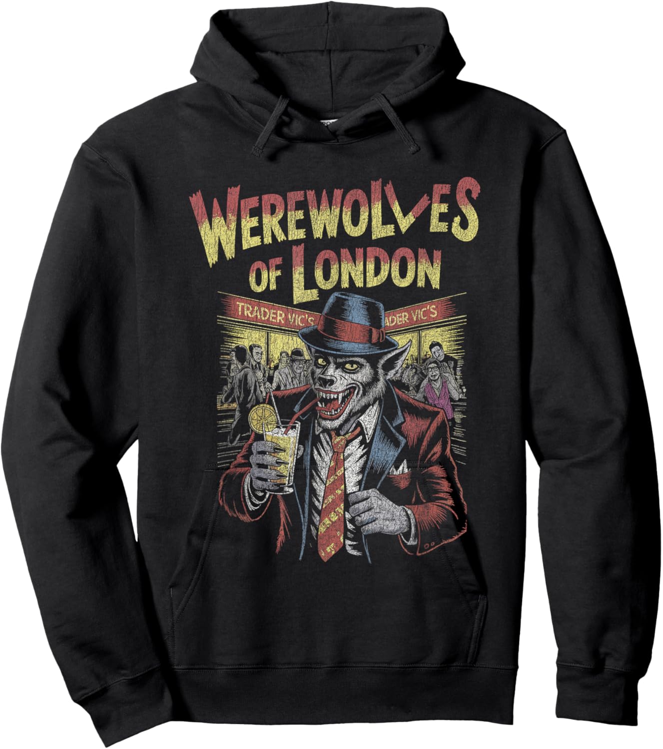 Werewolf of London Drinking Cocktail in Nightclub Scene Hoodie - Hoodie | Black