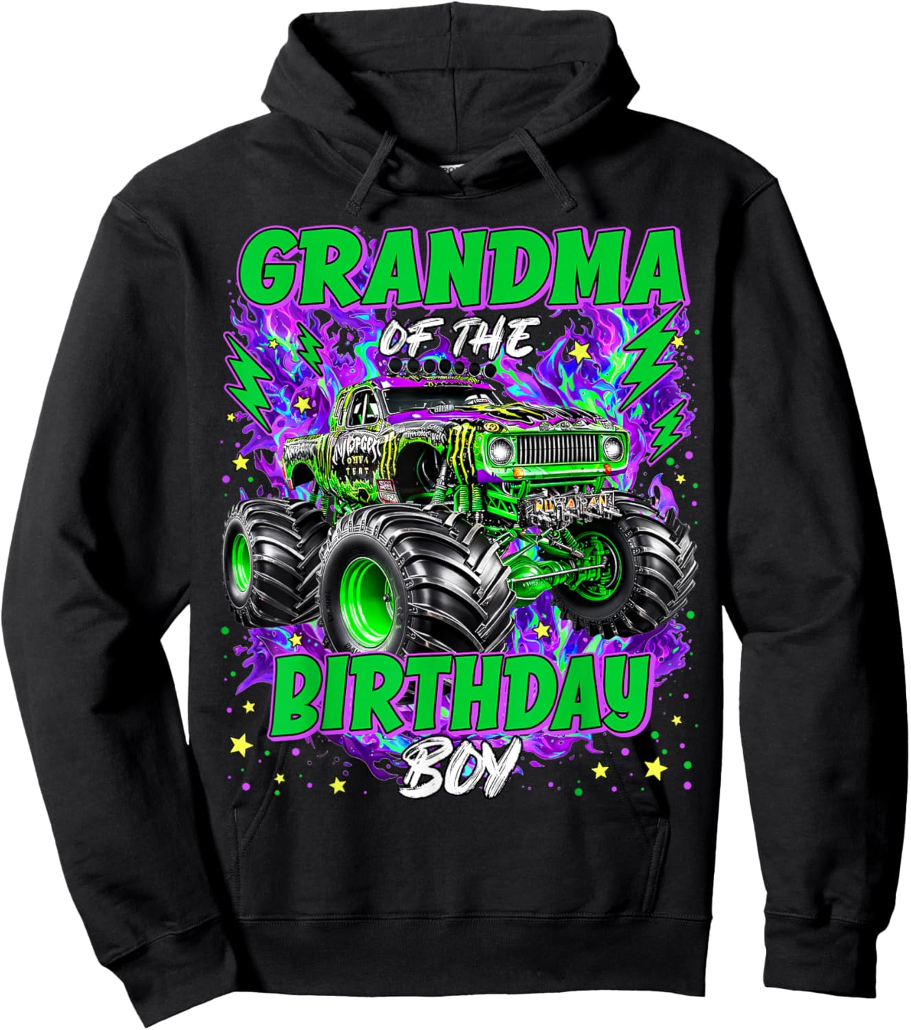 Grandma of The Birthday Boy Monster Truck Boy Toddler Kid Hoodie - Hoodie | Black