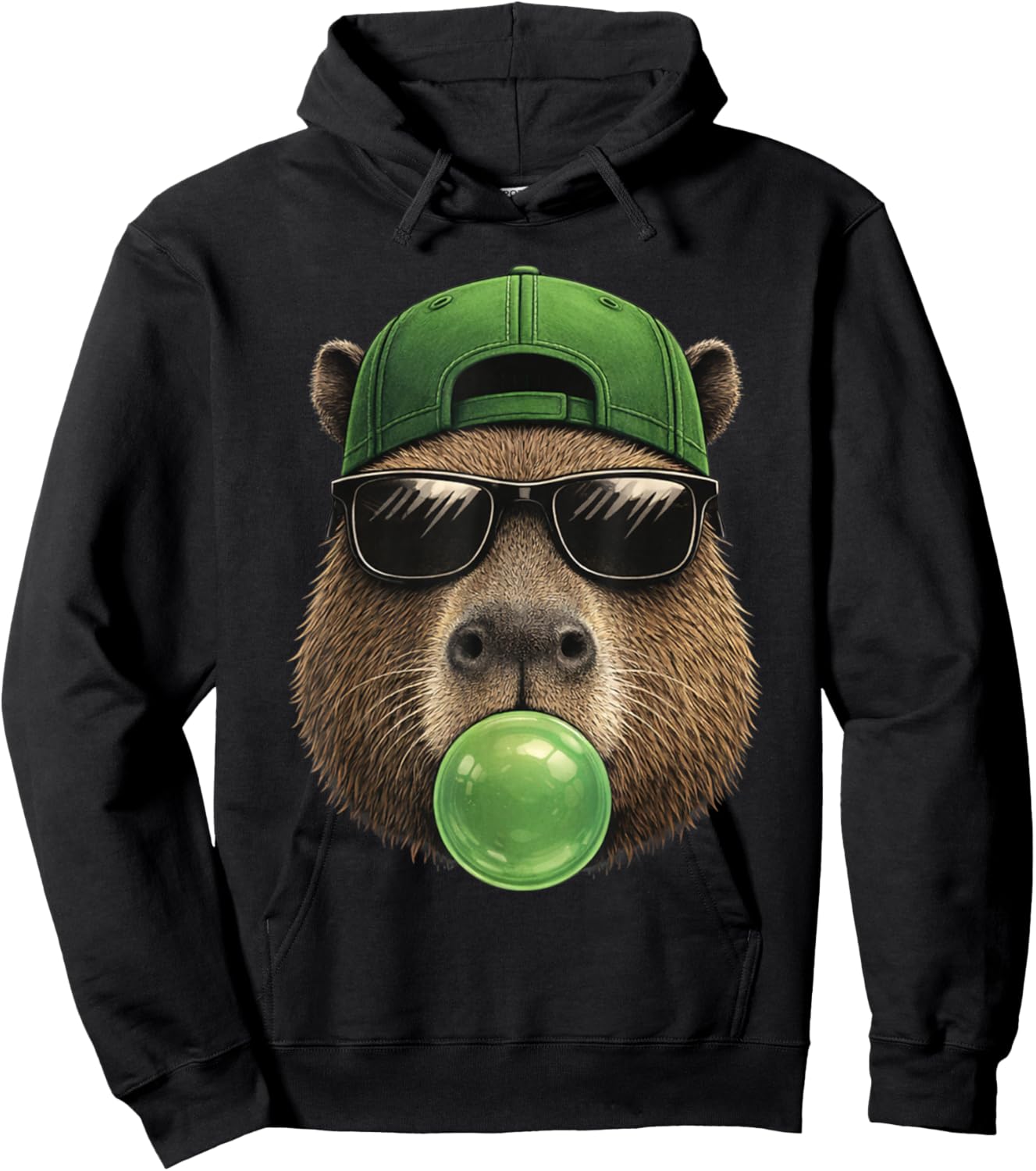 Cool Sunglasses Green St Patty's Lucky Hipster Capybara Hoodie - Hoodie | Black