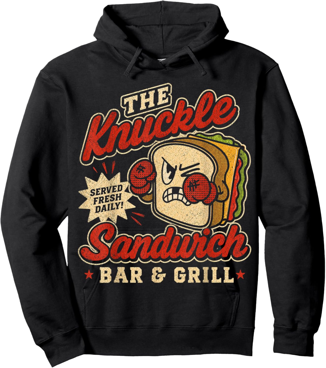 Funny The Knuckle Sandwich Bar & Grill Fighting Joke Bar Hoodie - Hoodie | Black