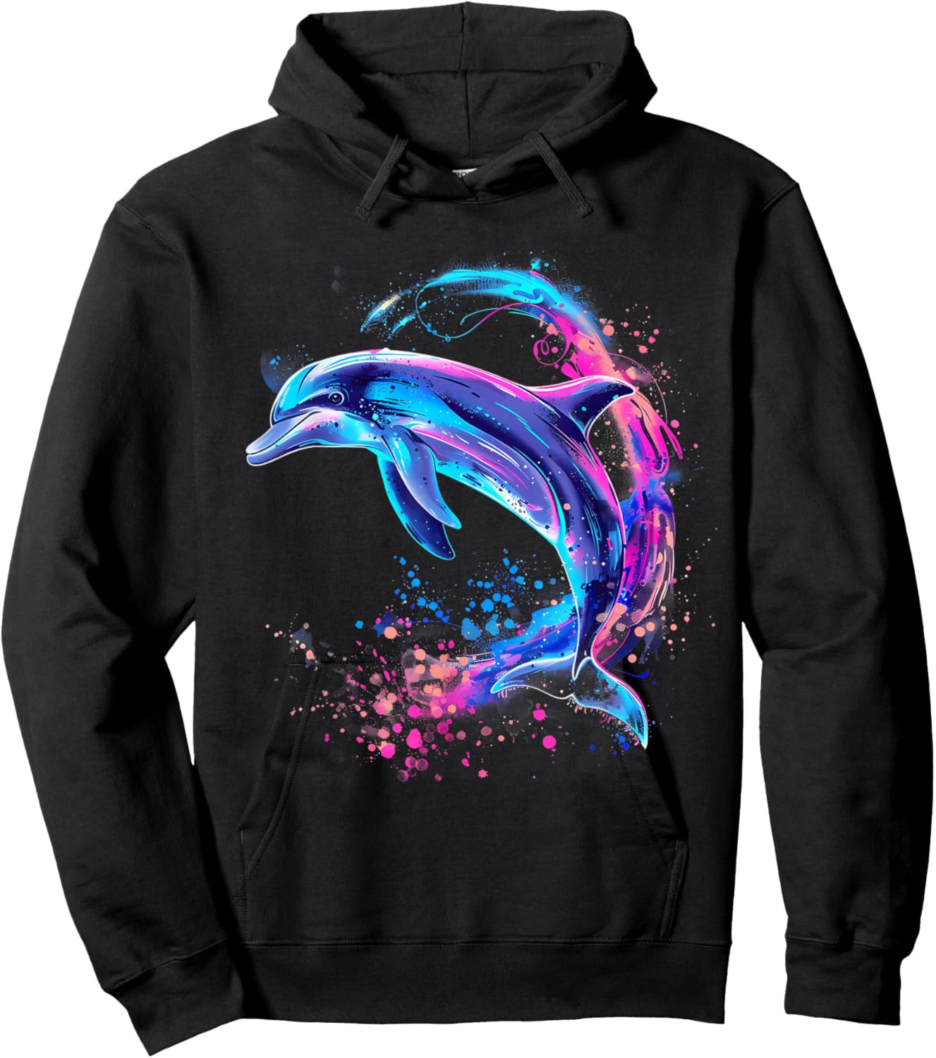 Dolphin Ocean Sea Animal Lover Artwork Sea Ocean Dolphin Hoodie - Hoodie | Black