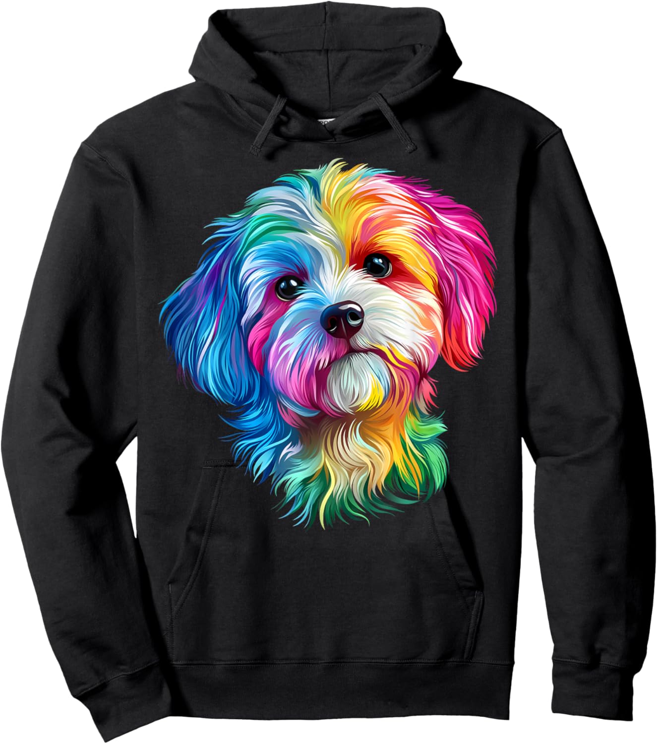 Colorful Coton de Tulear Face Cute Dog Lover Men Women Black Hoodie - Hoodie | Black
