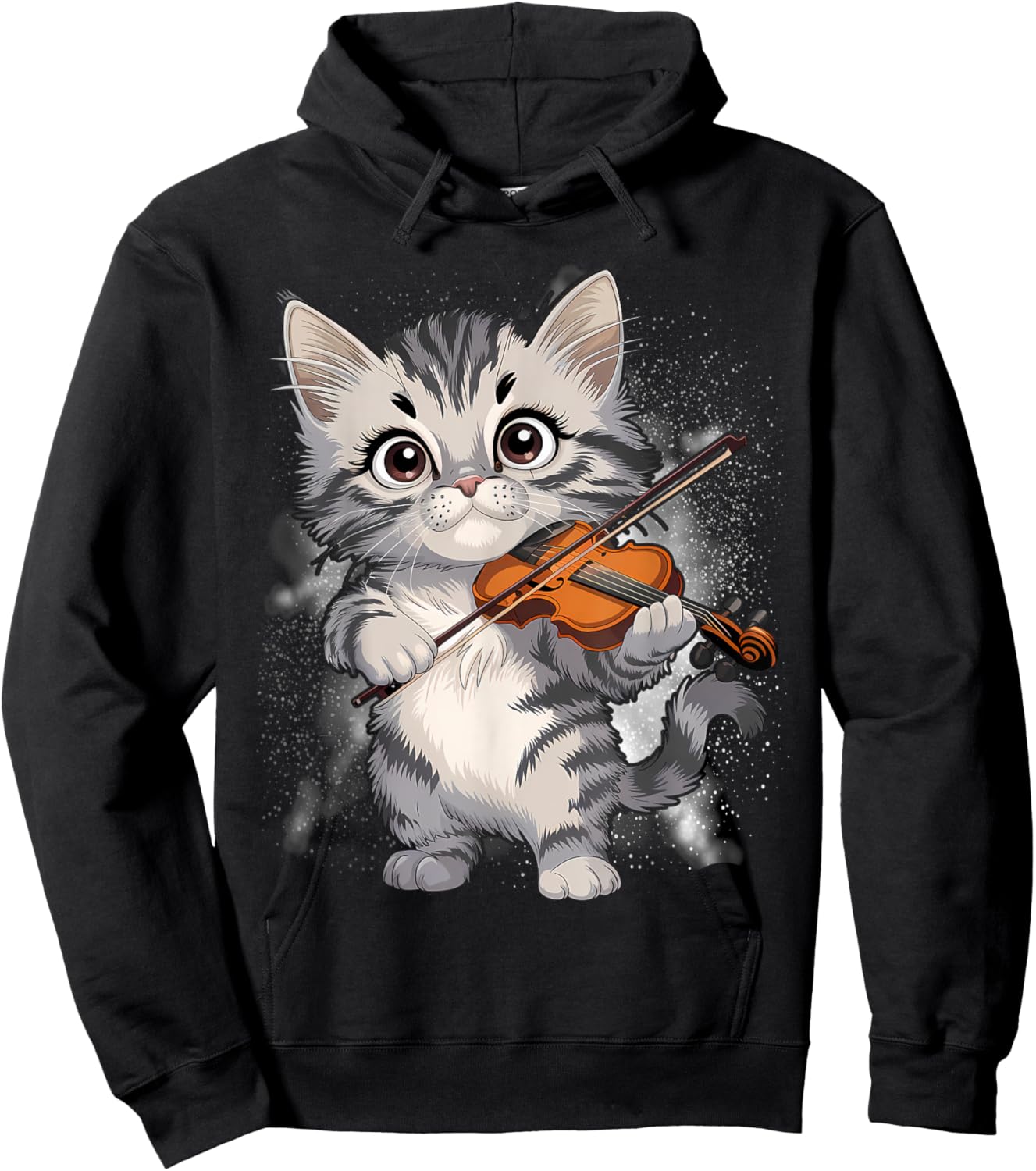 Funny Orchestra Musician Violinist Cute Cat Playing Violin Hoodie - Hoodie | Black