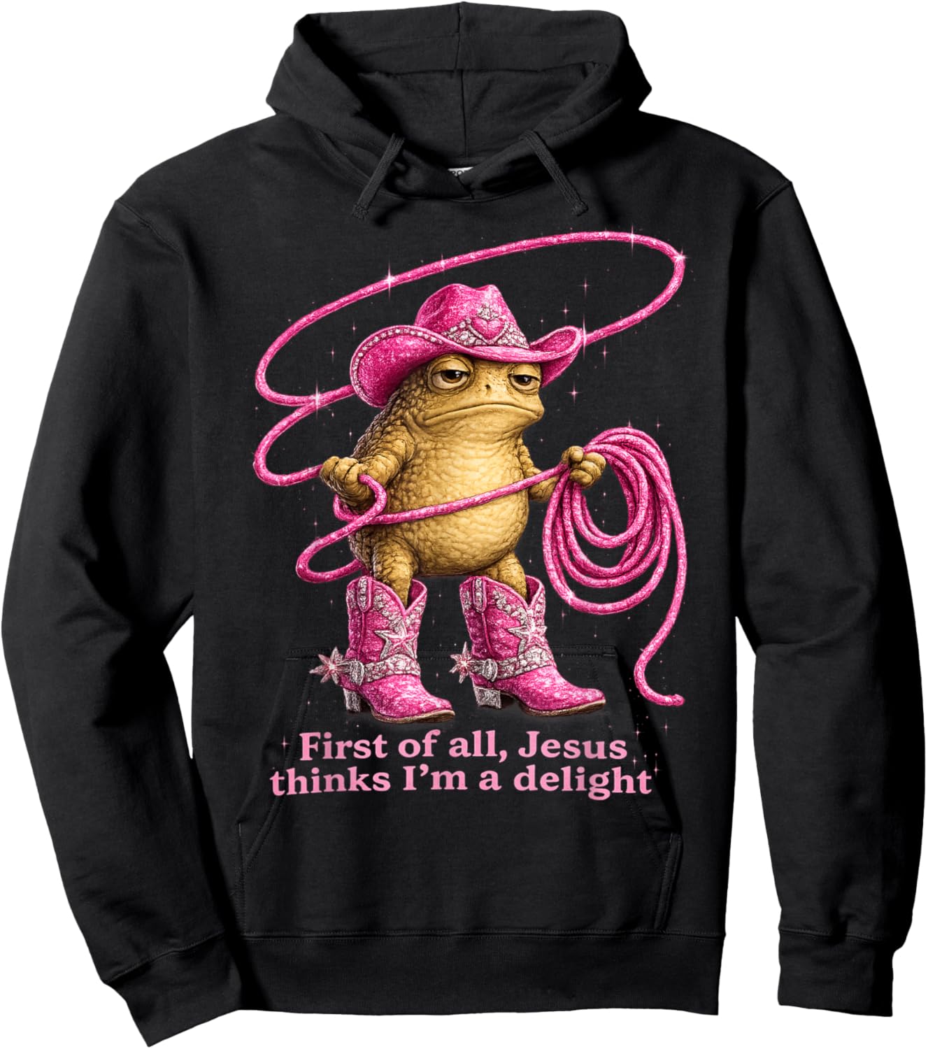 First of All Jesus Thinks I'm A Delight Frog Hoodie - Hoodie | Black