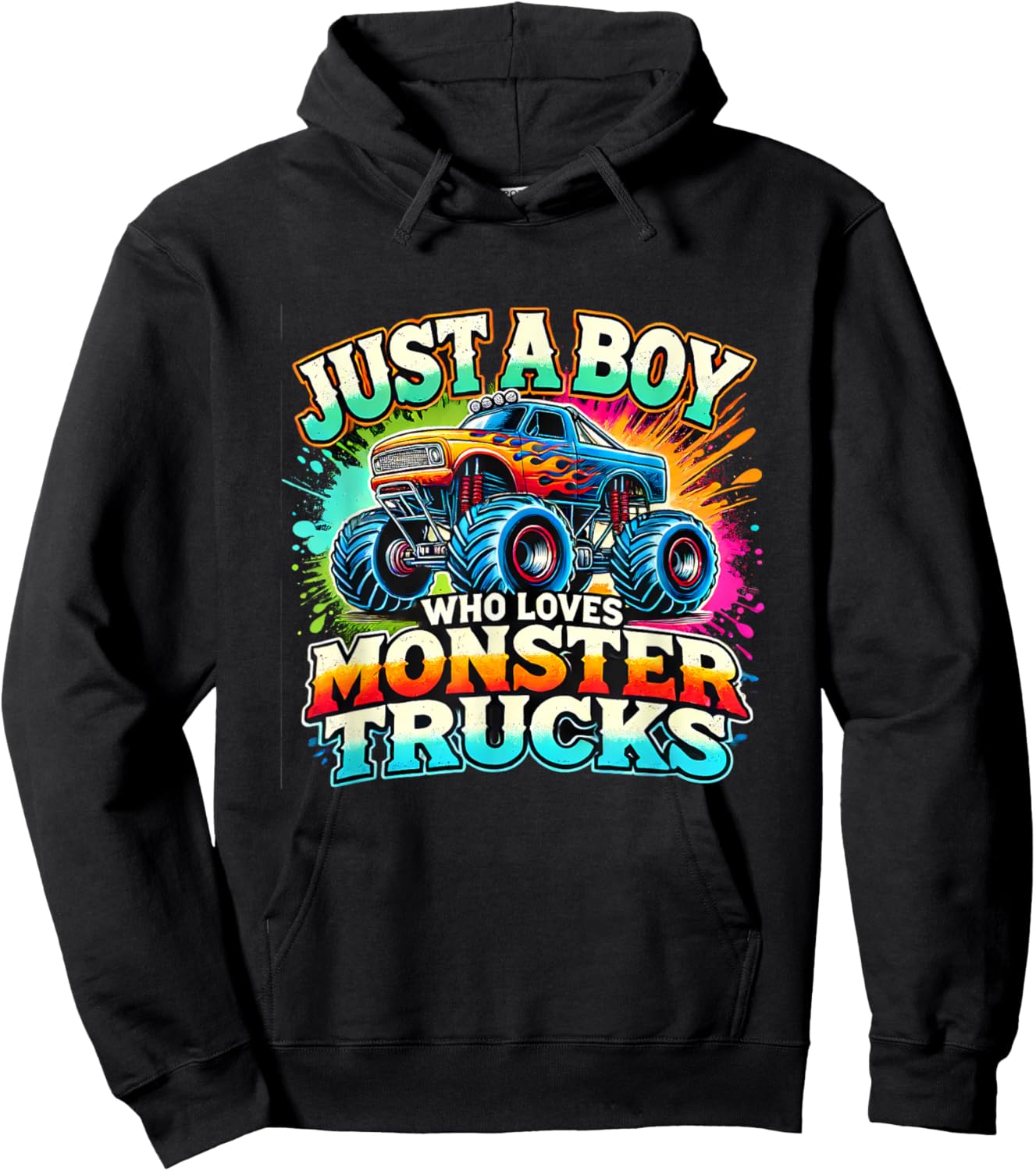 Just A Boy Who Loves Monster Trucks Hoodie - Hoodie | Black