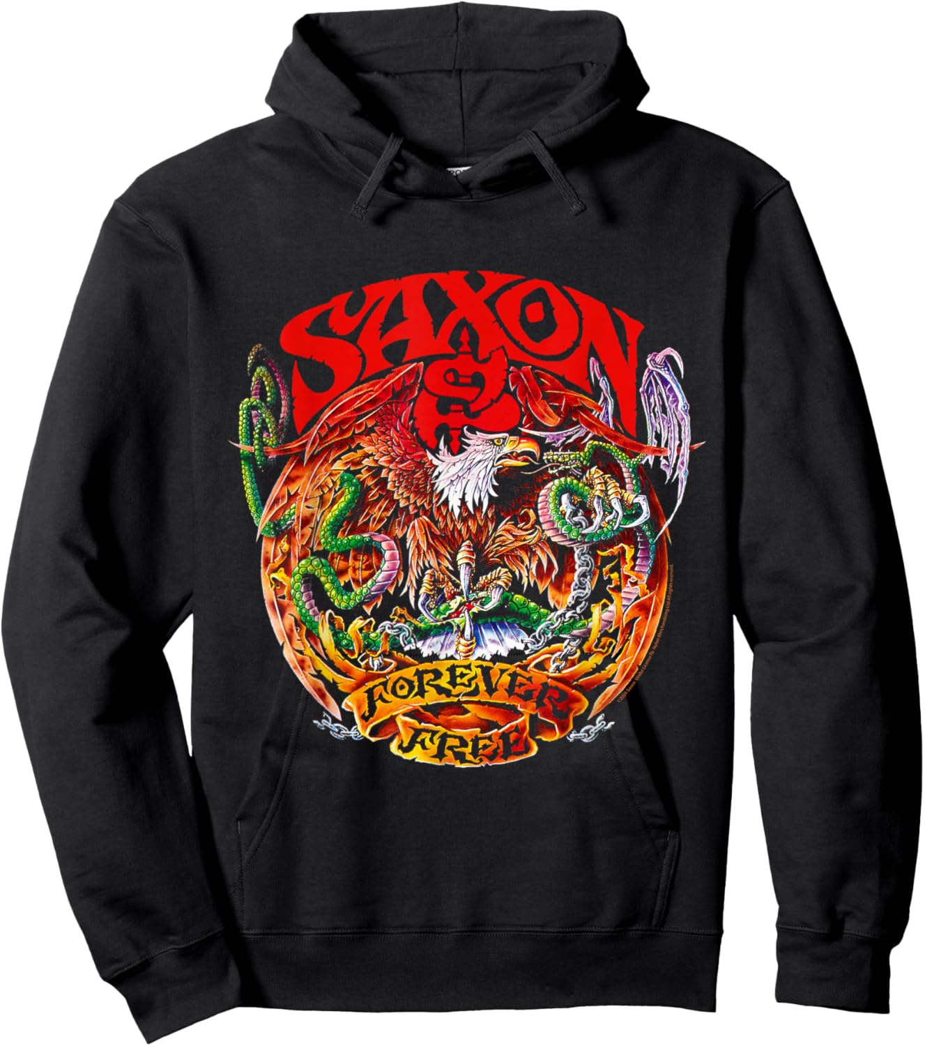 Official Saxon Heavy Metal Forever Free Album Vintage Hoodie - Hoodie | Black