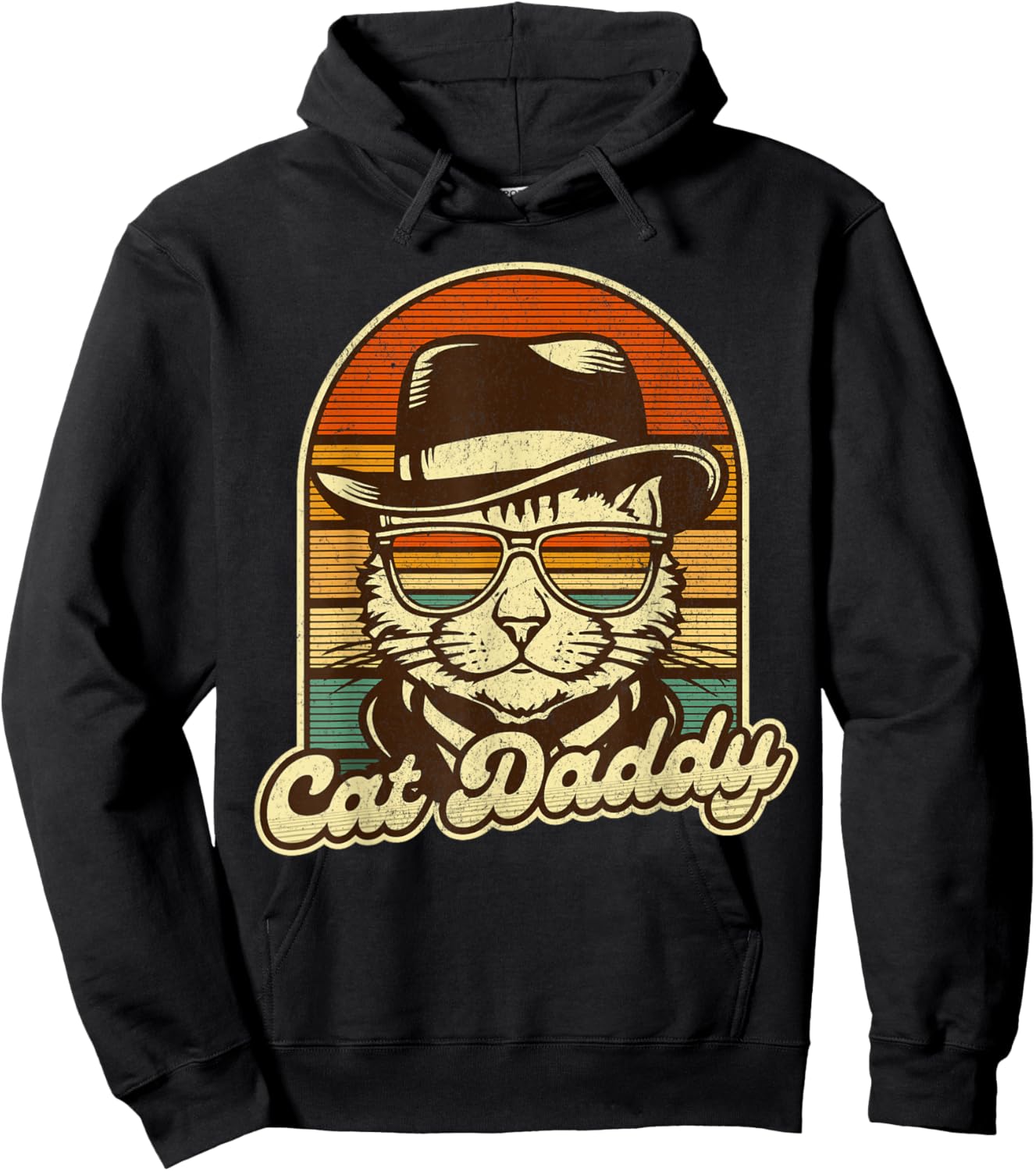 Funny Father's Day Cat Daddy Dad Papa Best Cat Dad Hoodie - Hoodie | Black