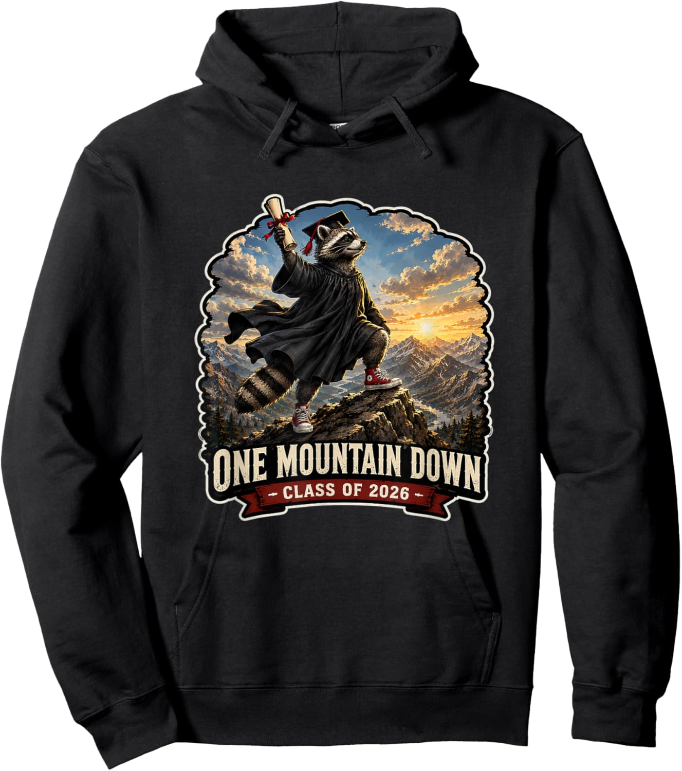 One Mountain Down Graduation Gift Class of 2026 Hoodie - Hoodie | Black