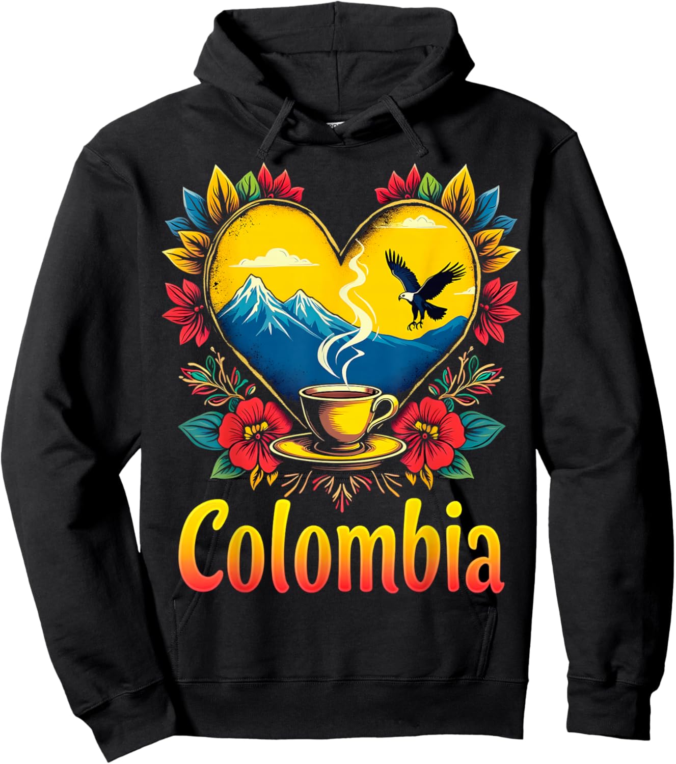 Colombia Love Heart Hoodie - Hoodie | Black