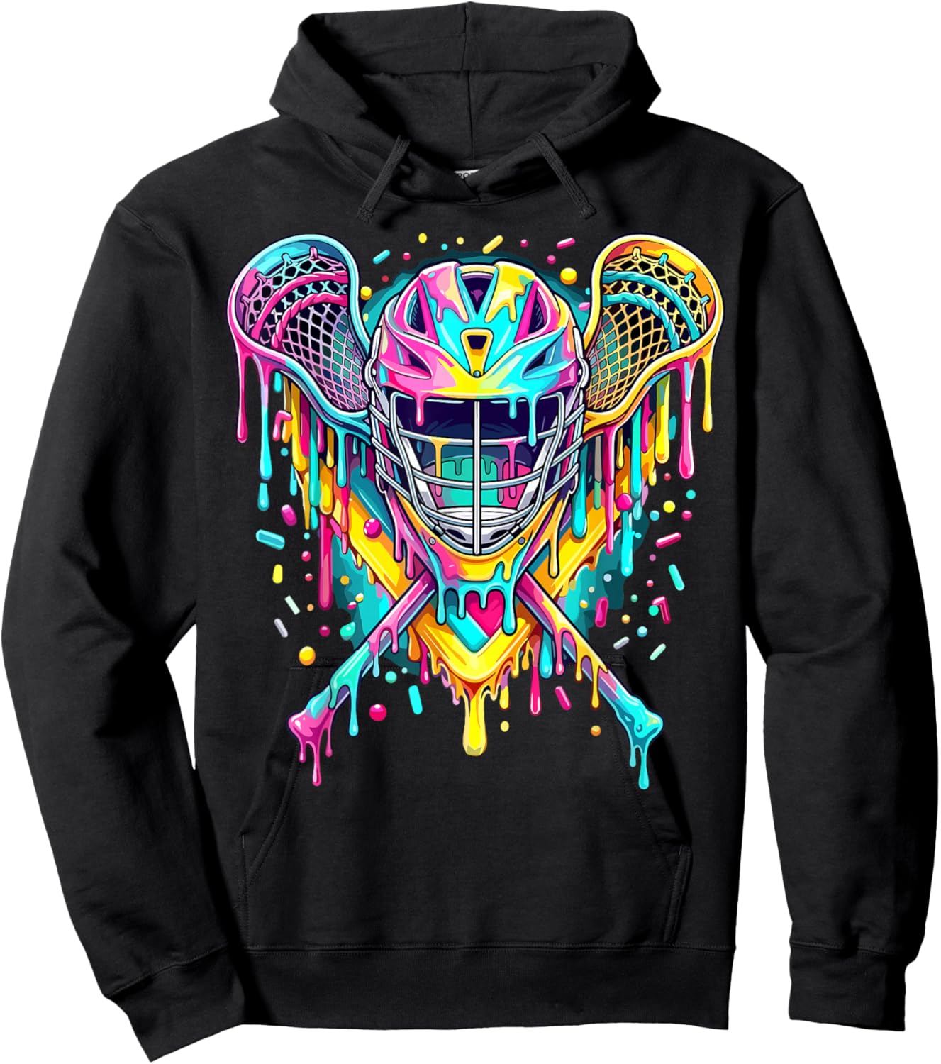 Lacrosse Drip Ice Cream Lax Helmet Sticks Hoodie - Hoodie | Black