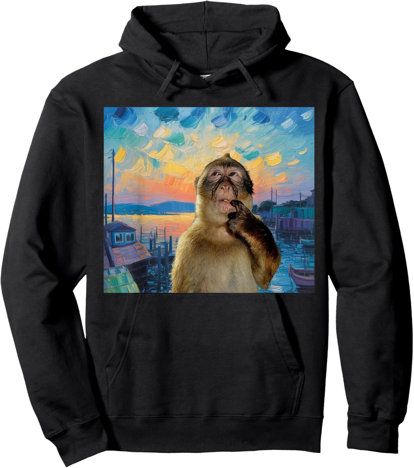 Thinking Monkey Meme Brainrot Memes Oddly Specific Memes Kid Hoodie - Hoodie | Black
