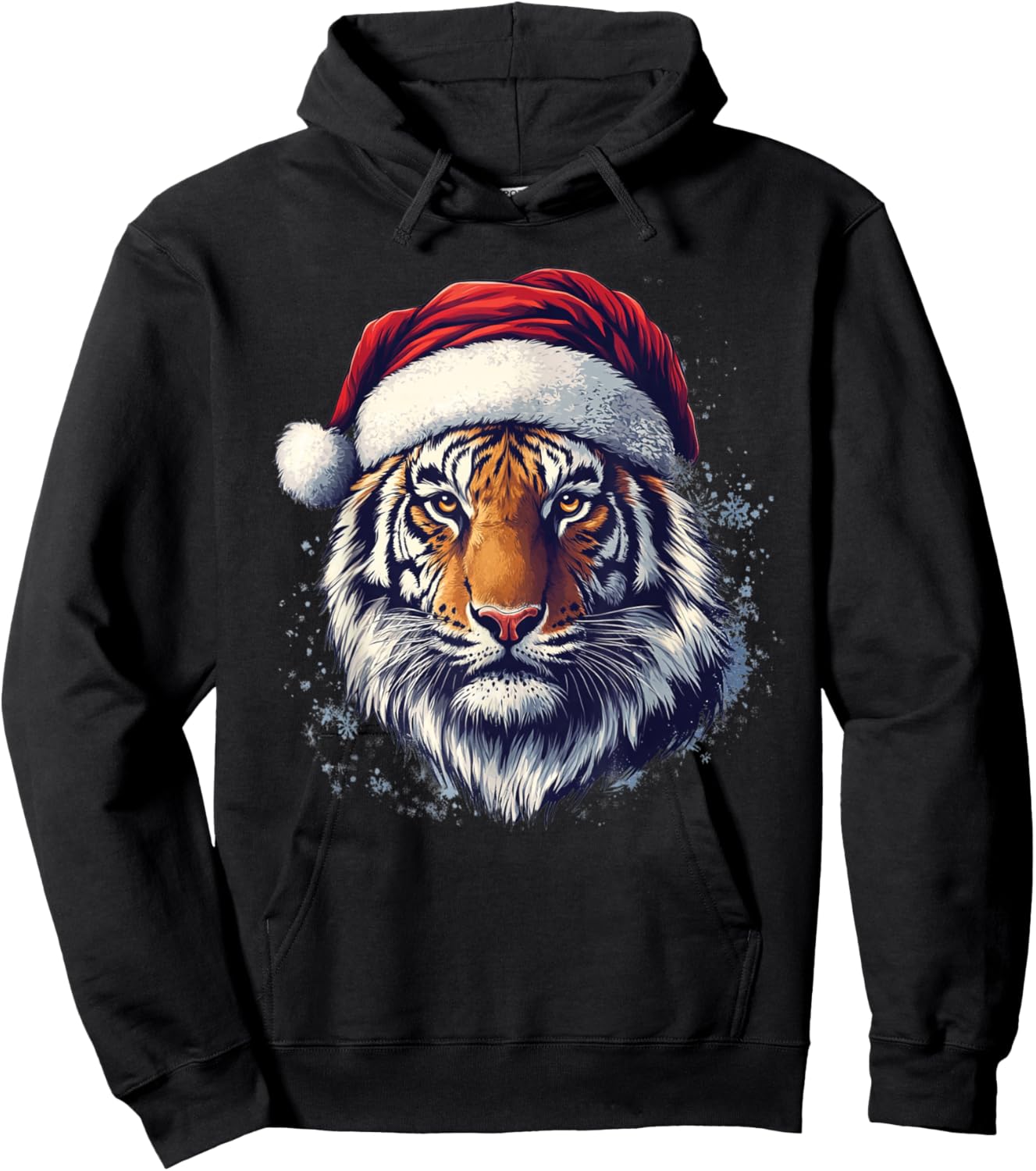 Tiger Santa Hat Funny Zookeeper Tiger Lover Christmas Pajama Hoodie - Hoodie | Black