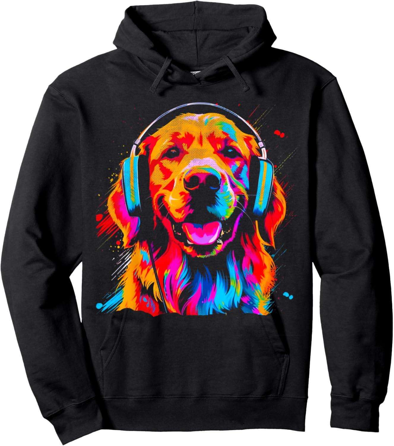 Vintage Golden Retriever DJ Dog Music Festival Graphic Hoodie - Hoodie | Black
