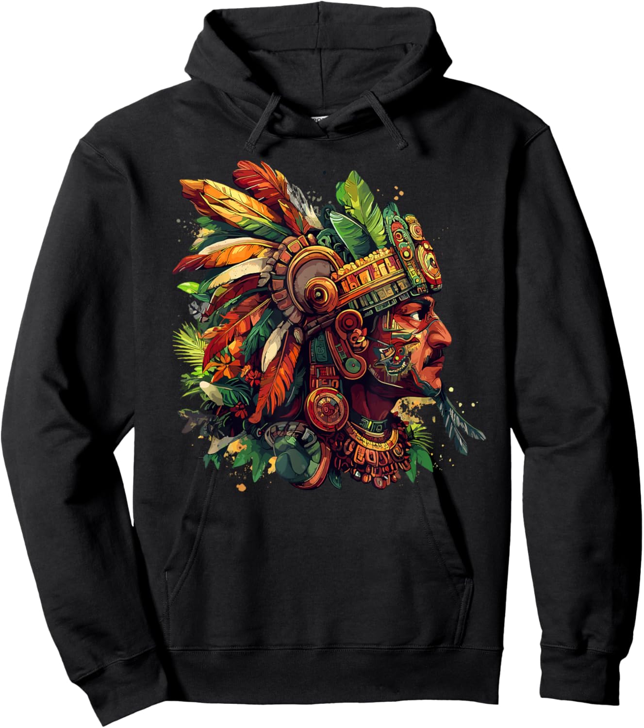 Mayan Aztec Tribal Warrior Eagle Headdress Hoodie - Hoodie | Black