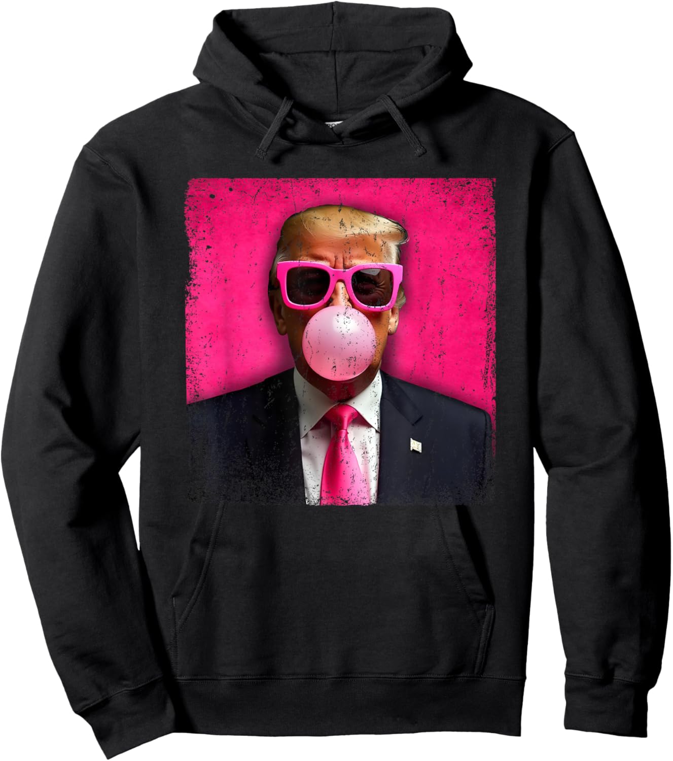 Trump Bubble Gum Pink Sunglasses Funny Hoodie - Hoodie | Black
