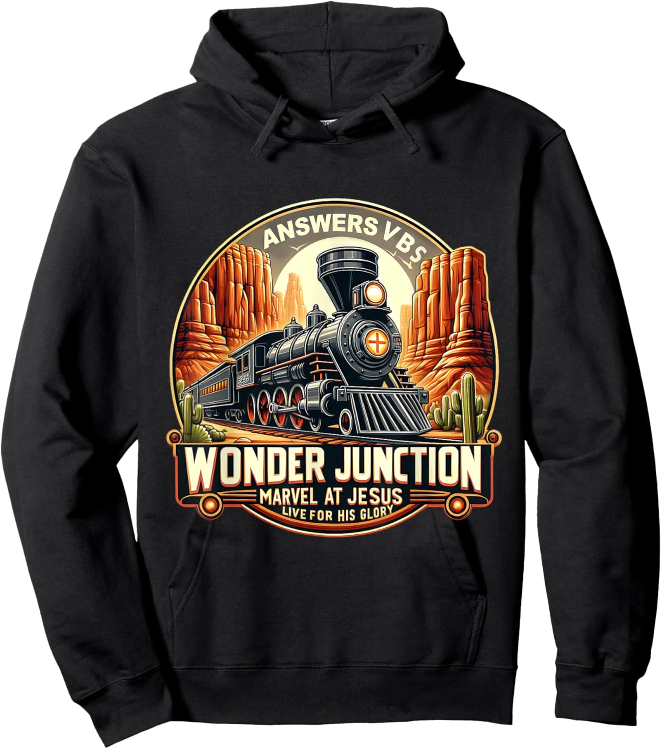 Answers VBS Wonder Junction Christian Train Theme Costume Hoodie - Hoodie | Black