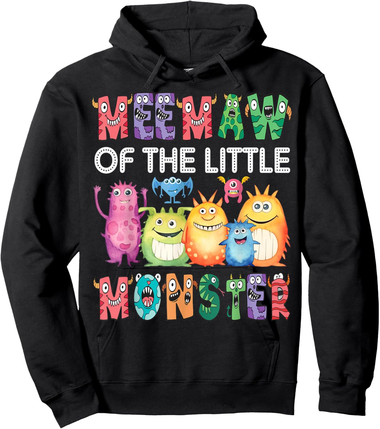 Meemaw Of The Little Monster Kids 1St Birthday Party Hoodie - Hoodie | Black