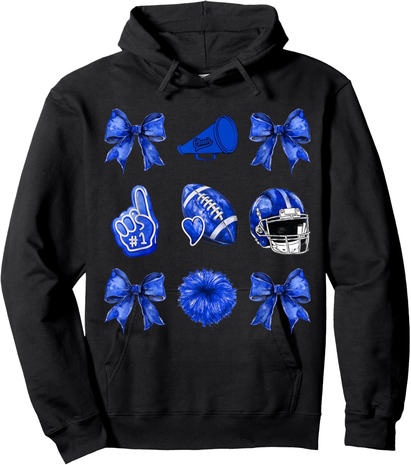 Cute Coquette Bow Game Day American Football Player Coaches Hoodie - Hoodie | Black