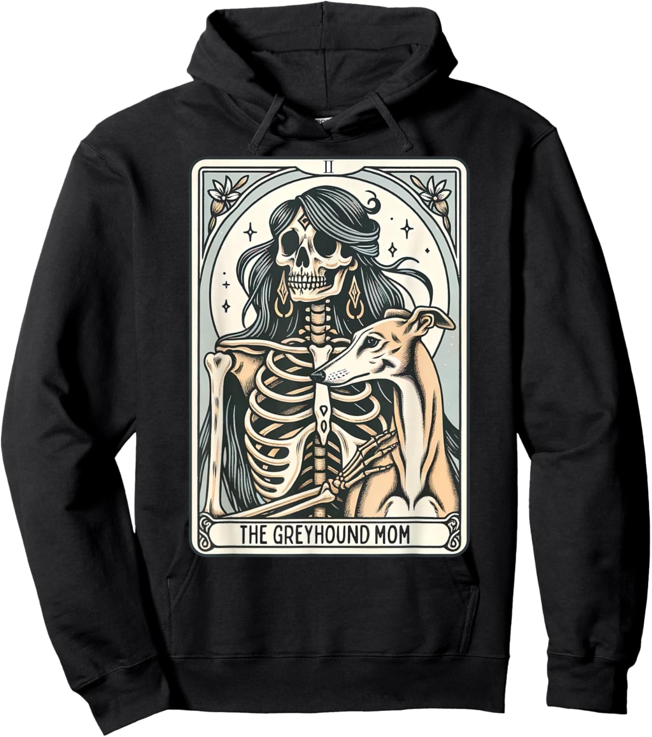 Greyhound Mom Tarot Card Skeleton Pet Dog Mama Witchy Vibes Hoodie - Hoodie | Black