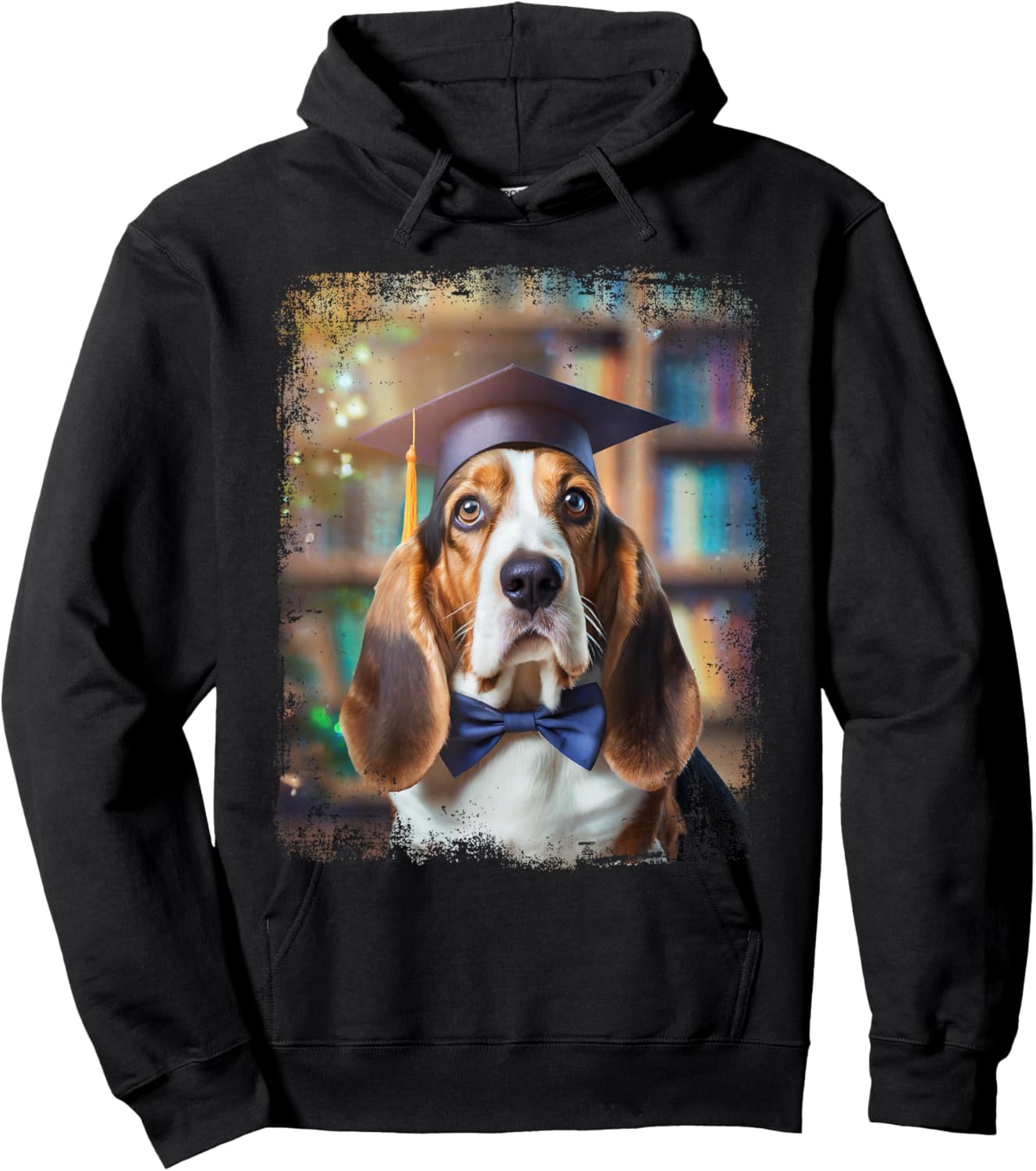 Vintage Graduation Basset Hound Dog Senior High School Gift Women Kids Hoodie - Hoodie | Black