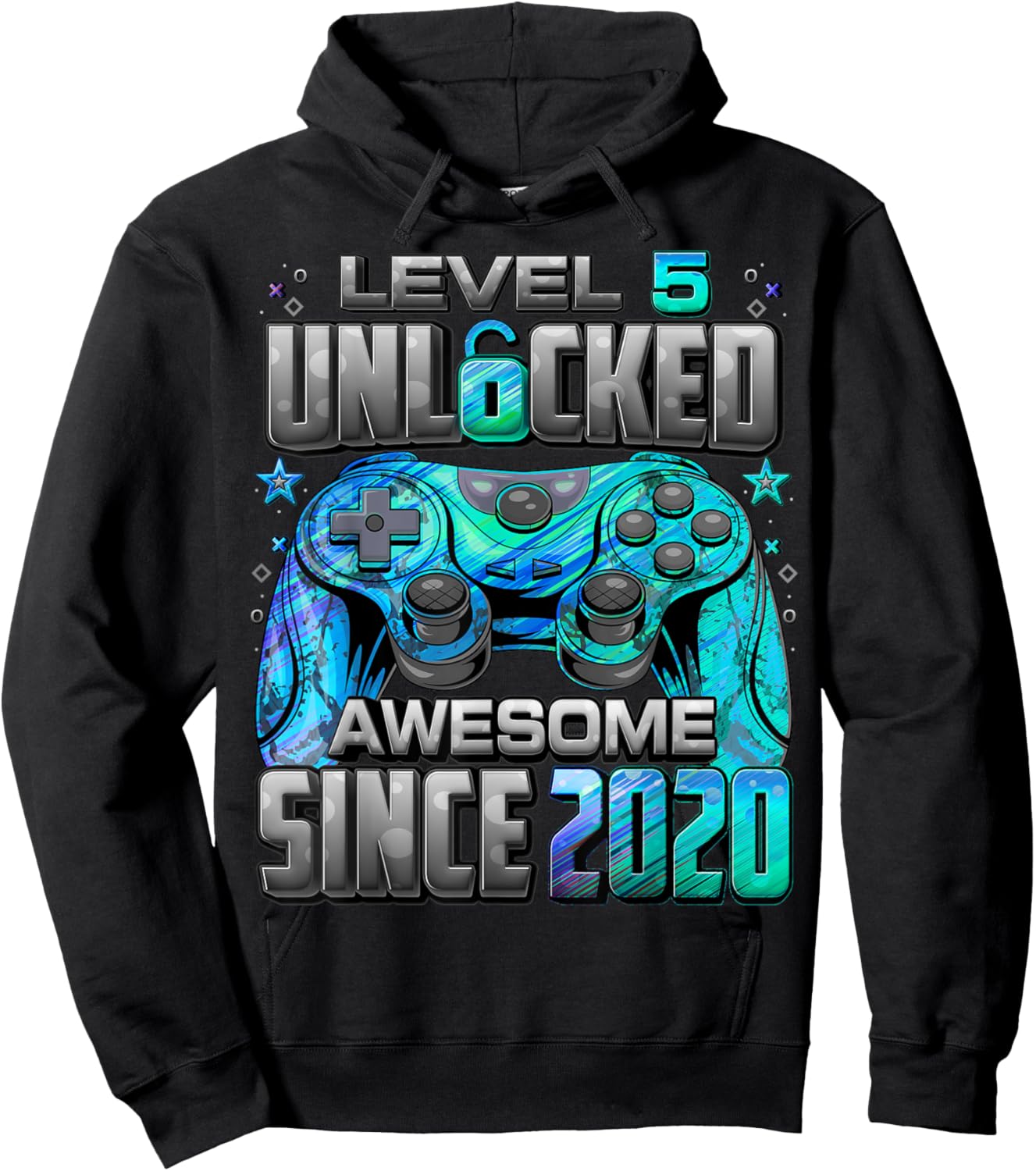 Level 5 Unlocked Awesome Since 2020 5th Birthday Gaming Hoodie - Hoodie | Black