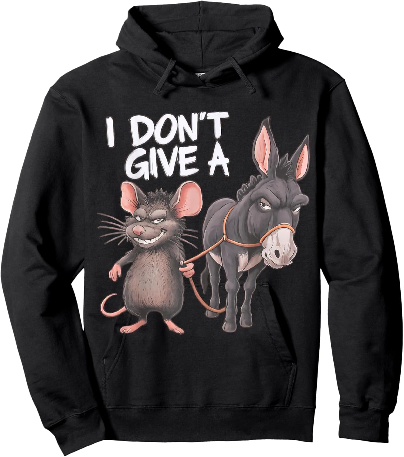 Funny I Don't Give a Rats Ass Mouse Donkey Sarcastic Animal Hoodie - Hoodie | Black