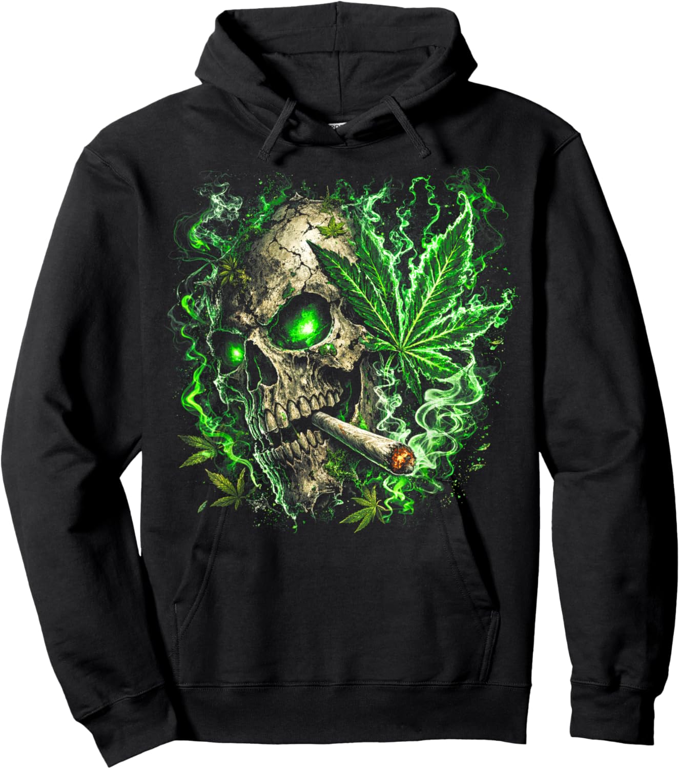 Marijuana Skeleton Skull Stoner Weed Cannabis 420 Pot Leaf Hoodie - Hoodie | Black