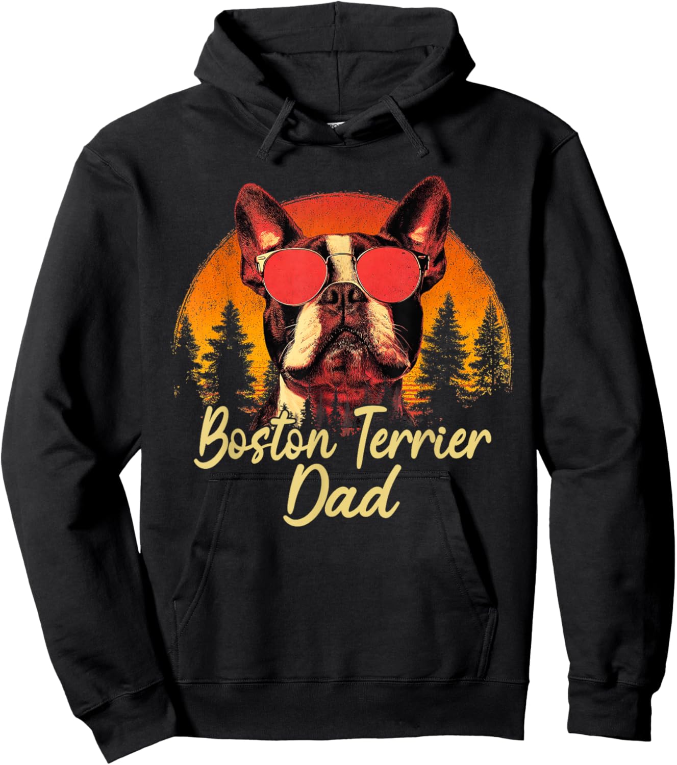 Best Boston Terrier Dad Vintage Fathers Day Dog Lover Men Hoodie - Hoodie | Black