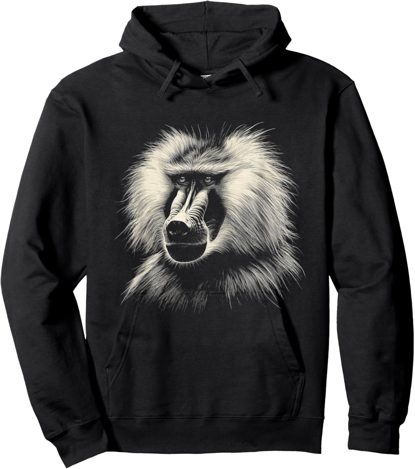 Vintage Baboon Face Graphic Art Design Hoodie - Hoodie | Black