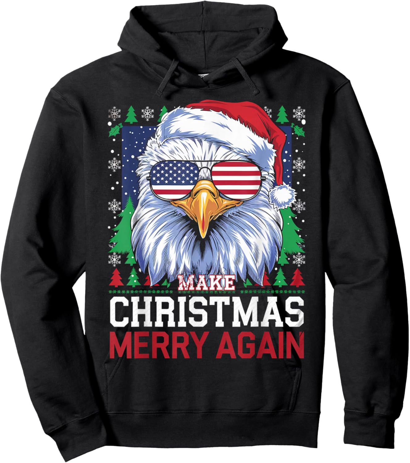 Funny Eagle Make Christmas Great Again Ugly Hoodie - Hoodie | Black