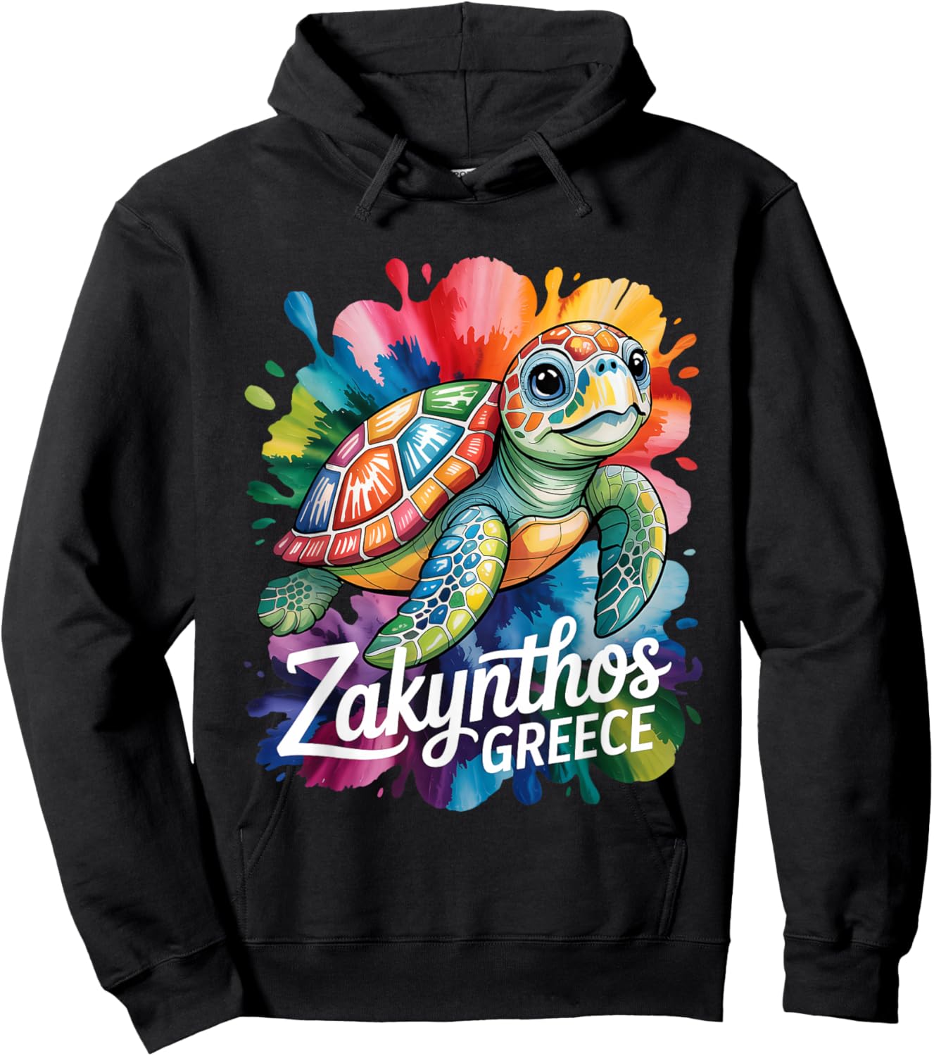 Zakynthos, Grèce Tortue de mer Peinture Splatter Art Souvenir Hoodie - Hoodie | Black