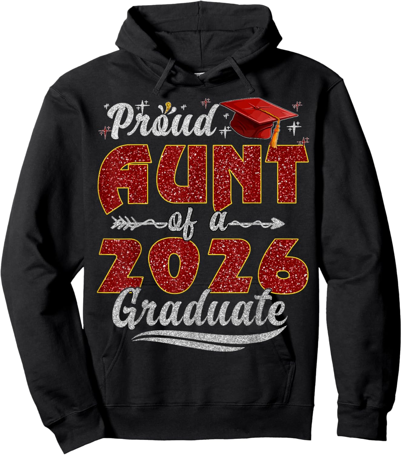 Proud Aunt of a Class of 2026 Graduate Senior Graduation Hoodie - Hoodie | Black