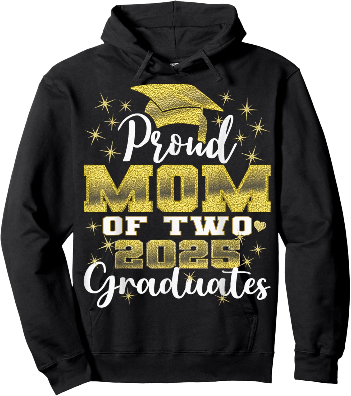 Proud Mom of Two 2025 Graduates Graduation family Hoodie - Hoodie | Black