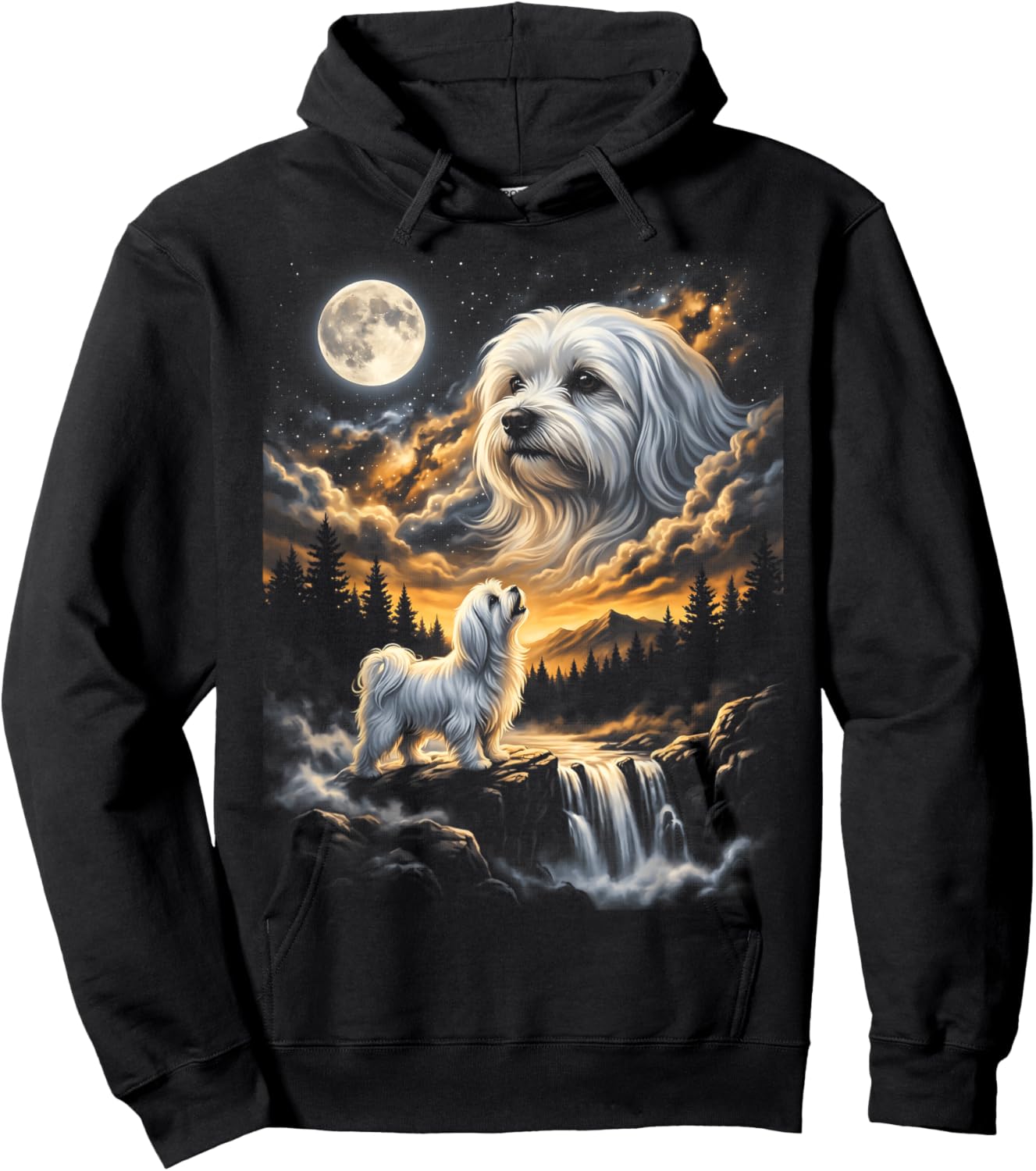 Maltese Howling to The Moon Hoodie - Hoodie | Black