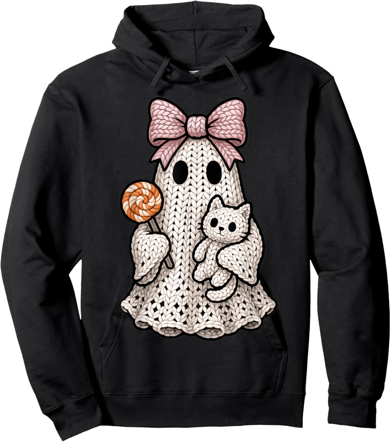 Ghost Coquette Knitting Crafting Yarn Crocheting Halloween Hoodie - Hoodie | Black